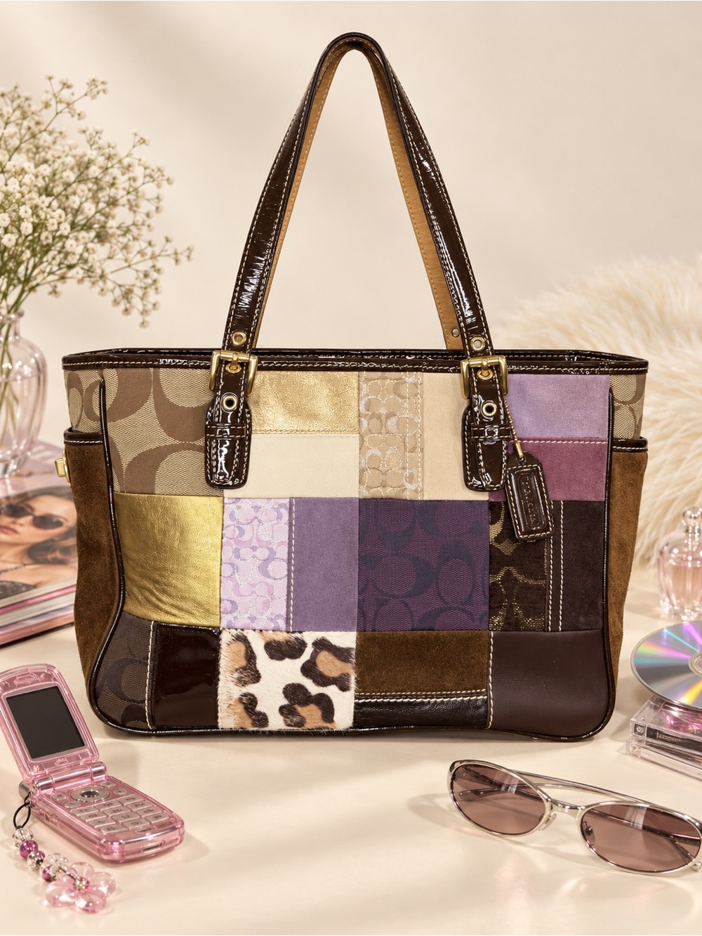 Rare Vintage 2005 Coach Holiday Patchwork Tote 9499 Y2K Retired